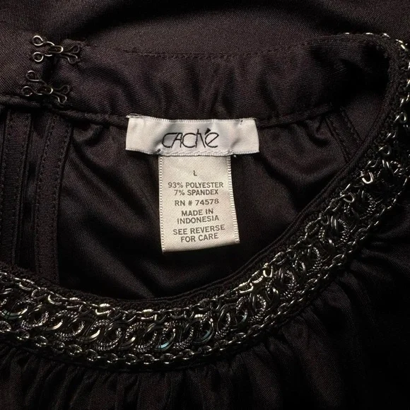 Vintage Cache Black Top with Metal Chain Embellishments - Picture 9 of 11